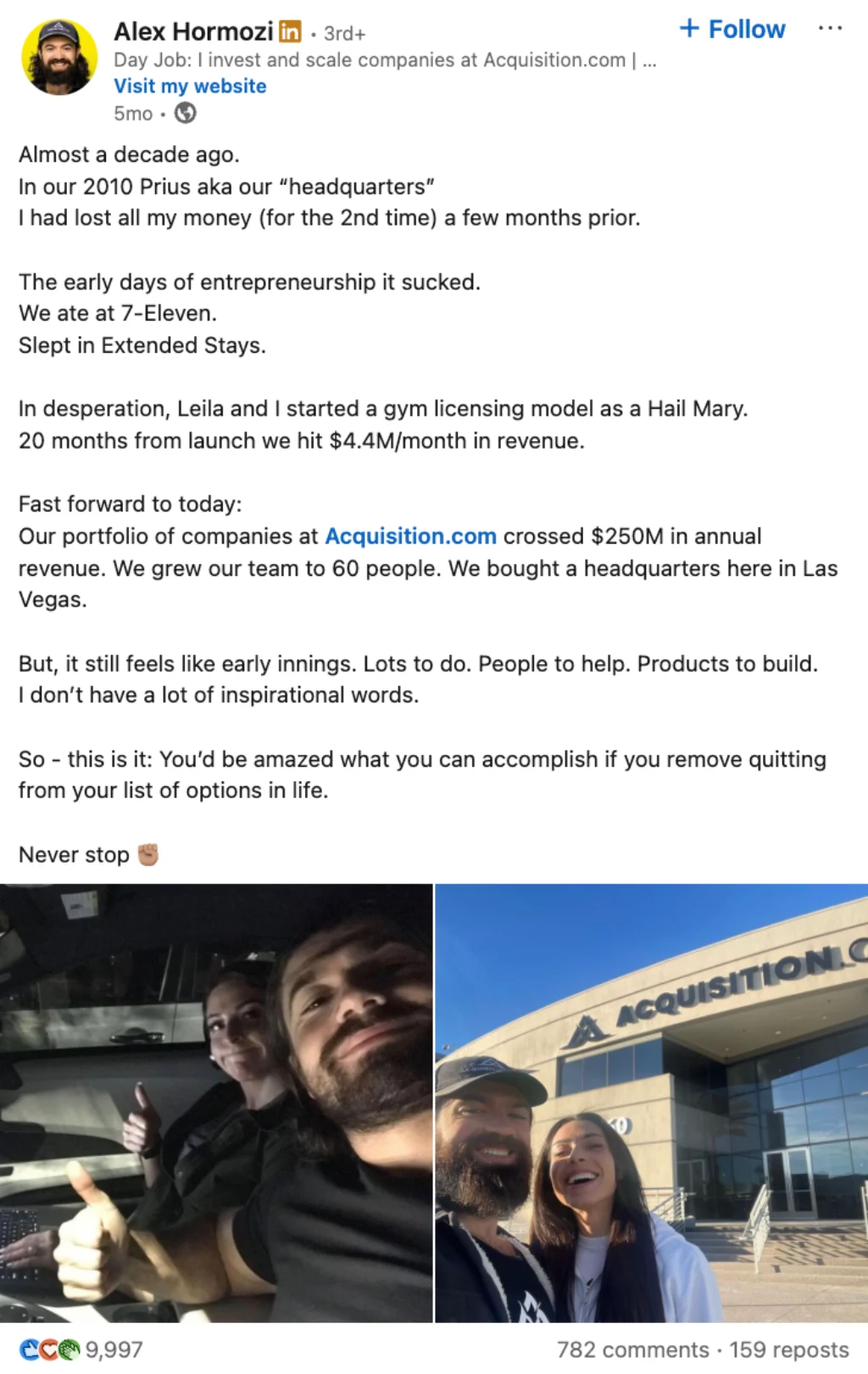 Inside Alex Hormoziās Linkedin Strategy: How He Turned His Business Journey Into Massive Reach 3 Alex Hormozi Linkedin Post